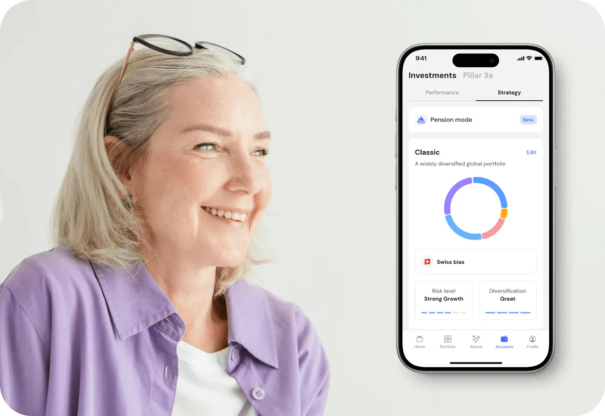 Bild eines Rentners mit eingeschalteter pensionsmodus in der mobilen App