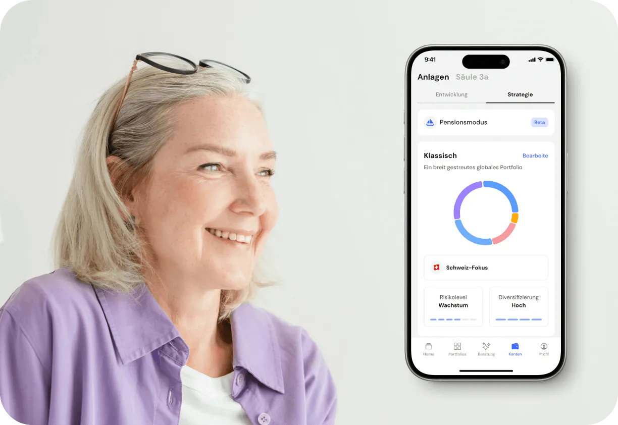 Bild eines Rentners mit eingeschalteter pensionsmodus in der mobilen App