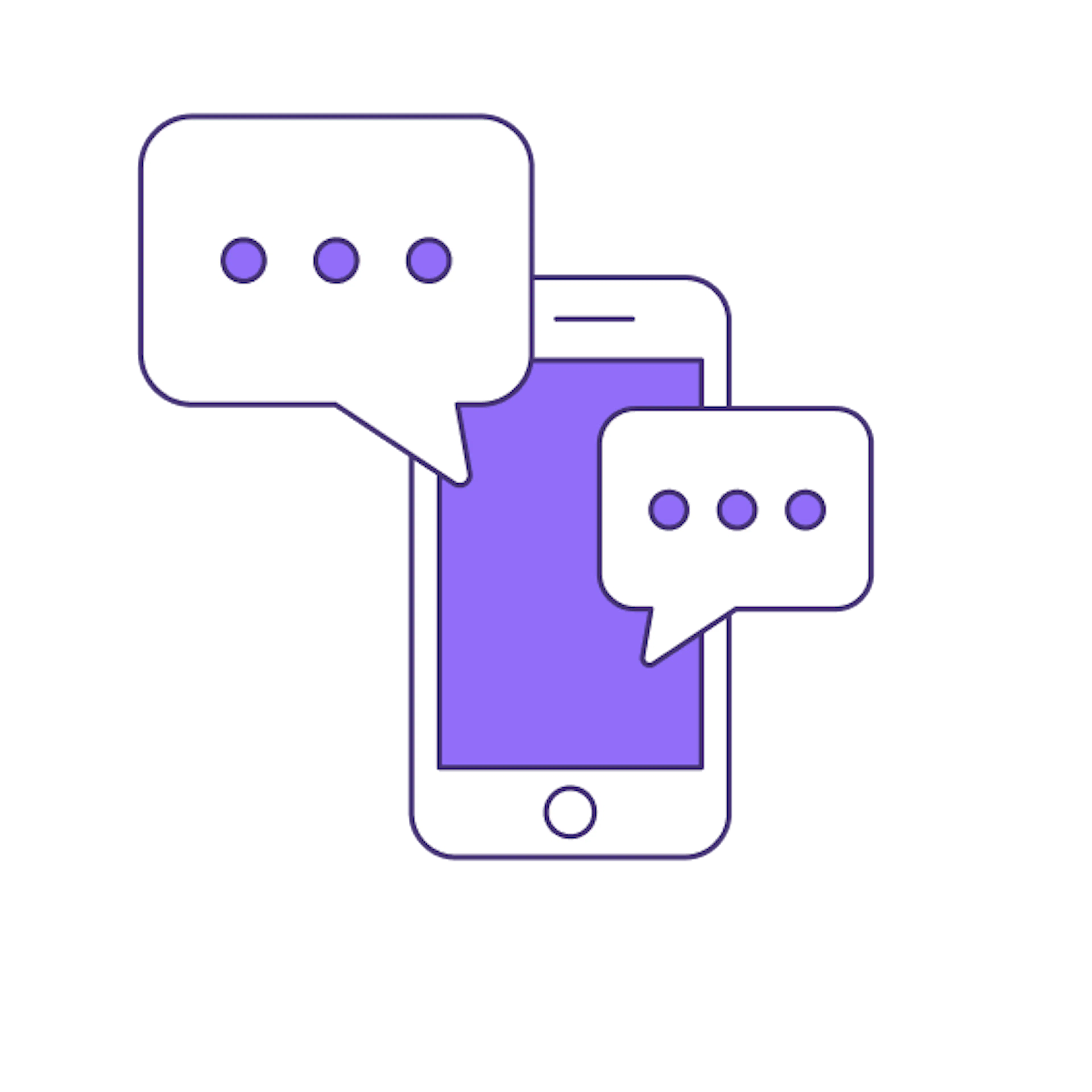 Illustration of a mobile phone with chat bubbles