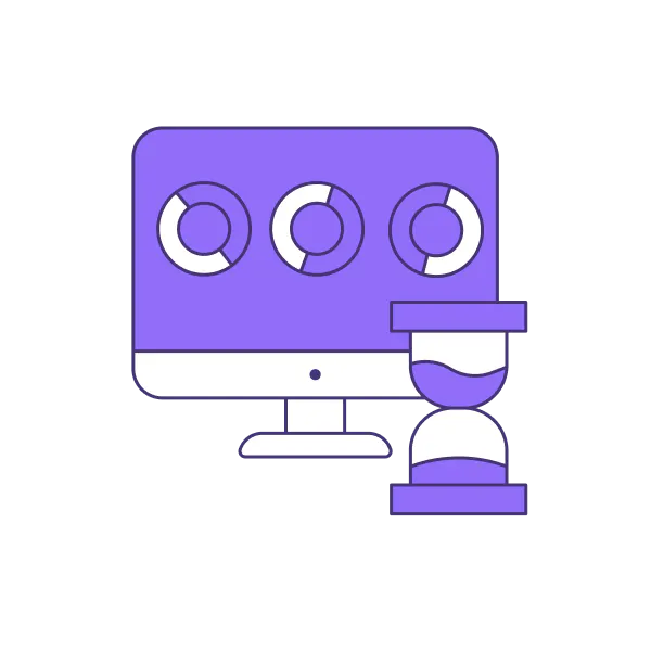 Illustration eines Computers mit Ladebildschirm