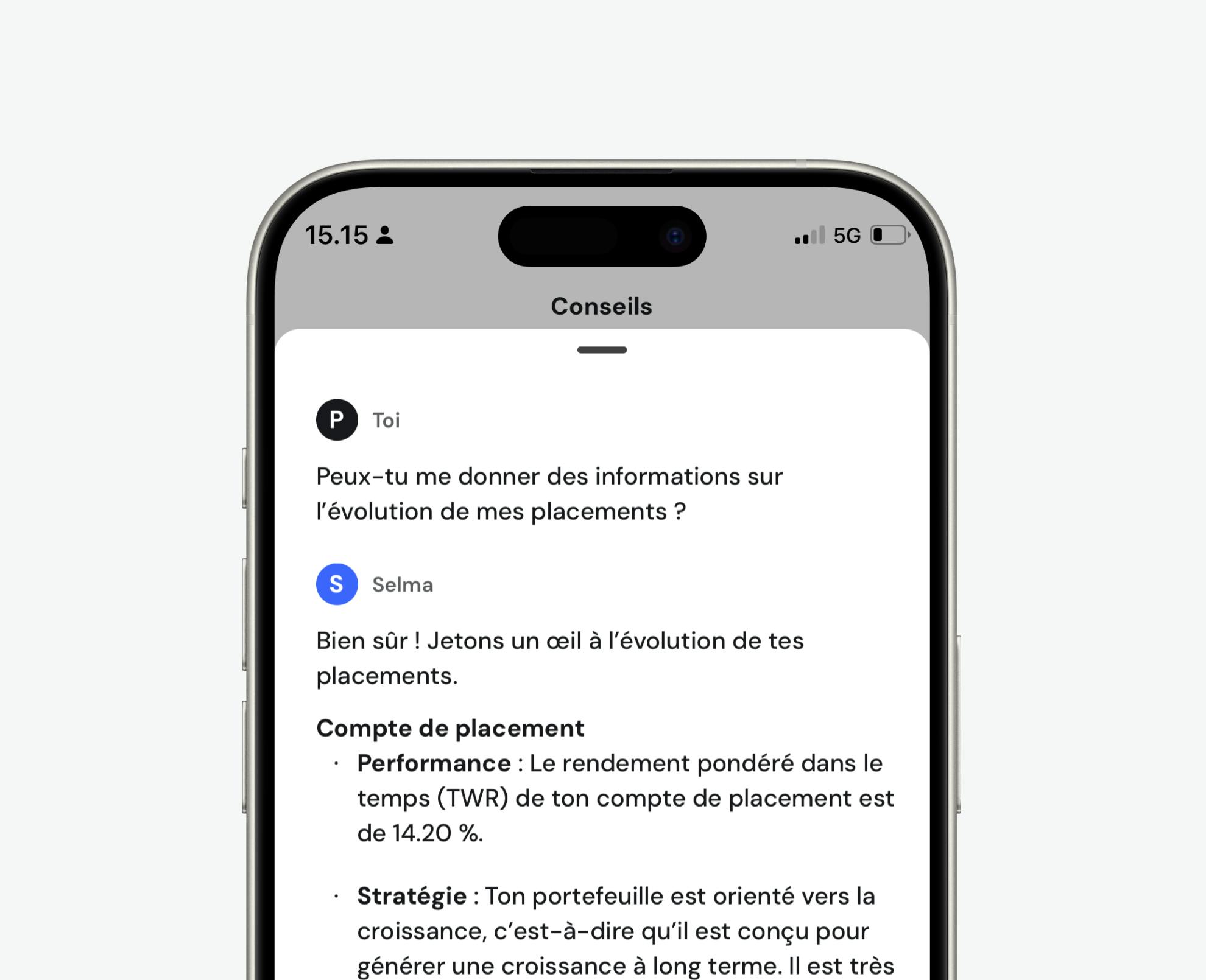 Screenshot of Selma AI advice on performance