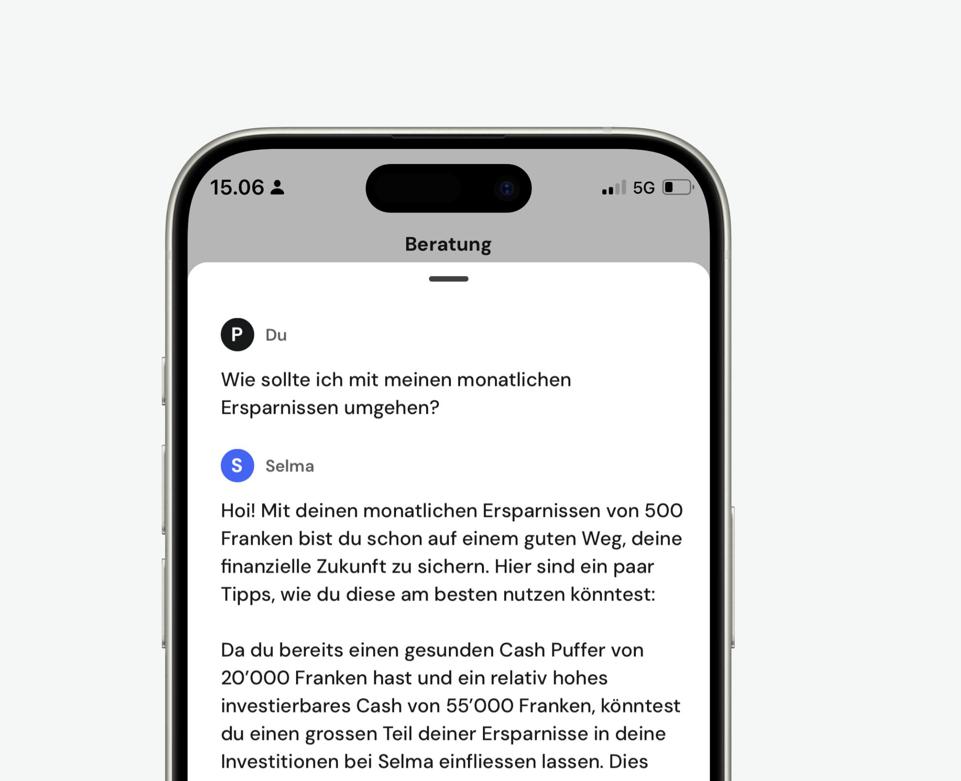 Screenshot of Selma AI advice on wealth and savings