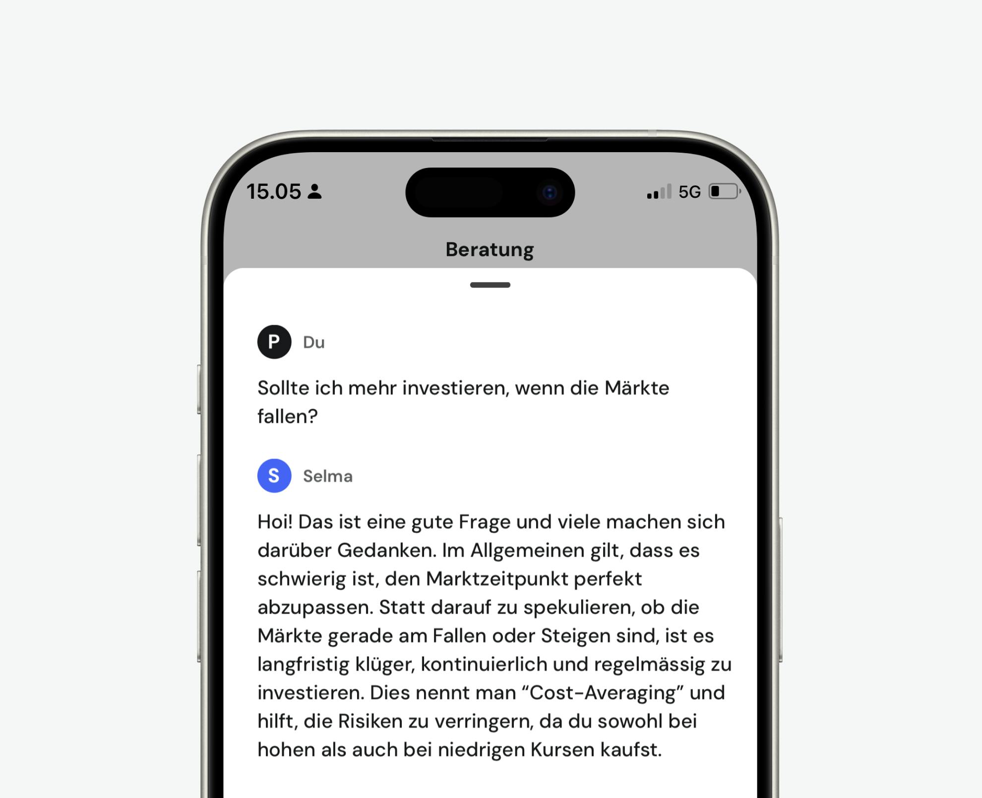 Screenshot of Selma AI advice on markets