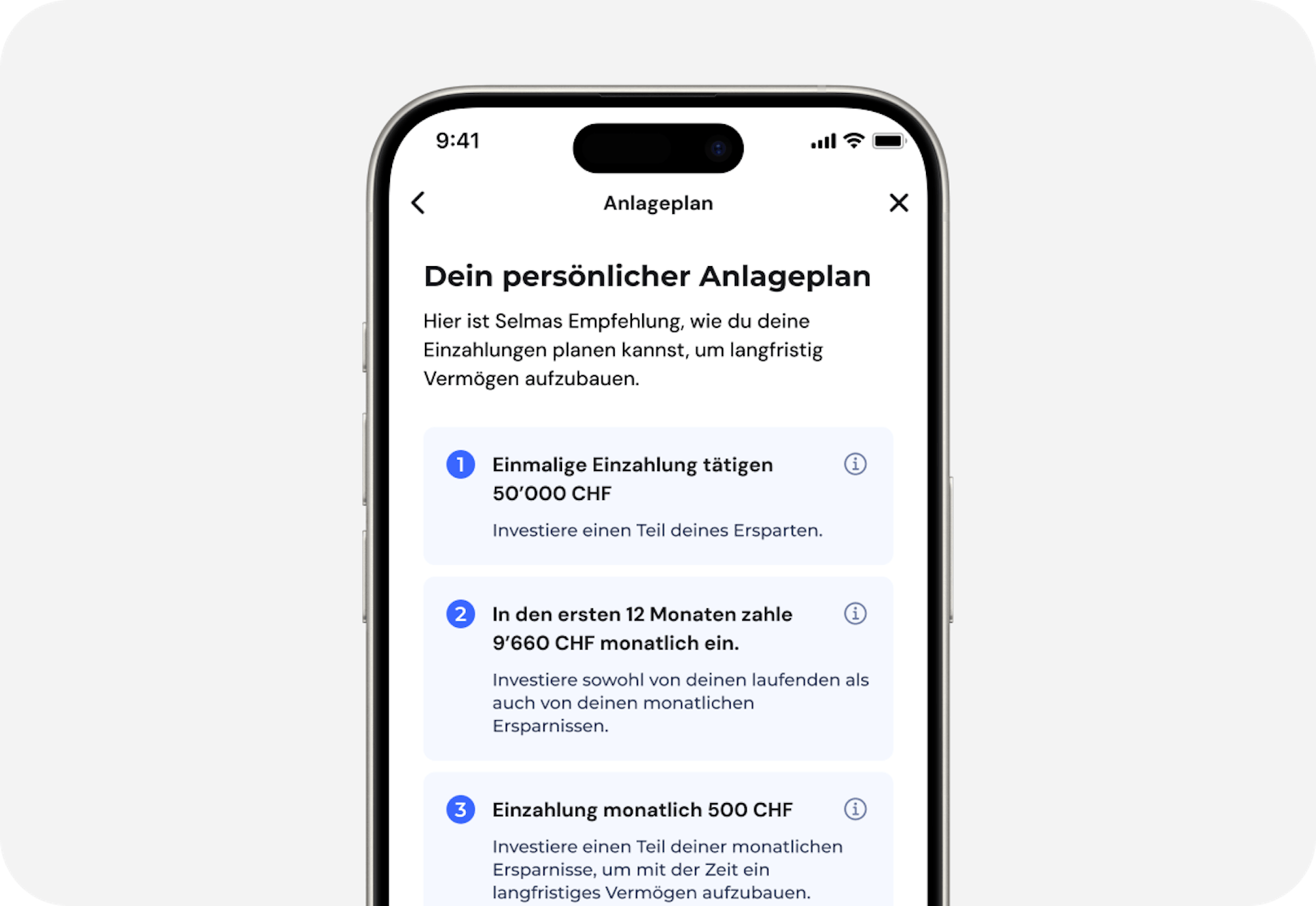 Beispiel für einen empfohlenen persönlichen Einzahlungsplan