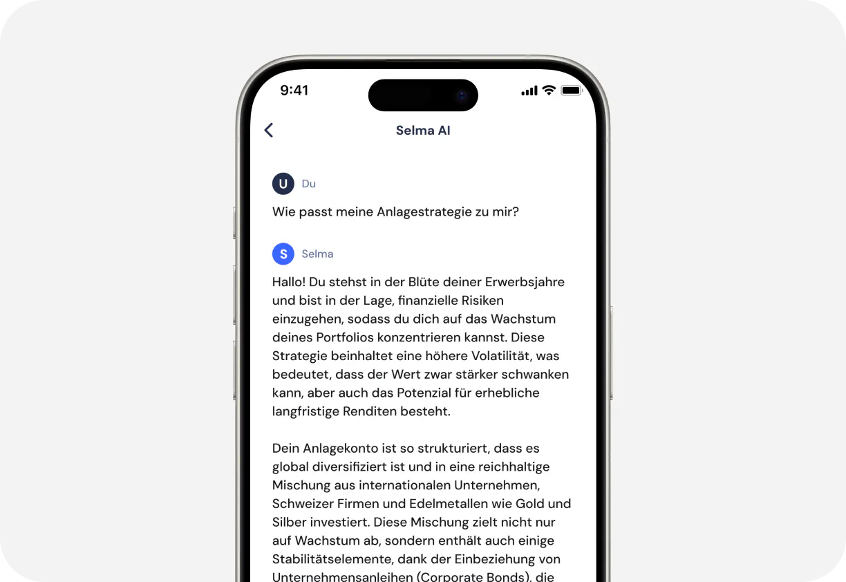 Bild von Selma KI-Chat über Anlagestrategie-Fit