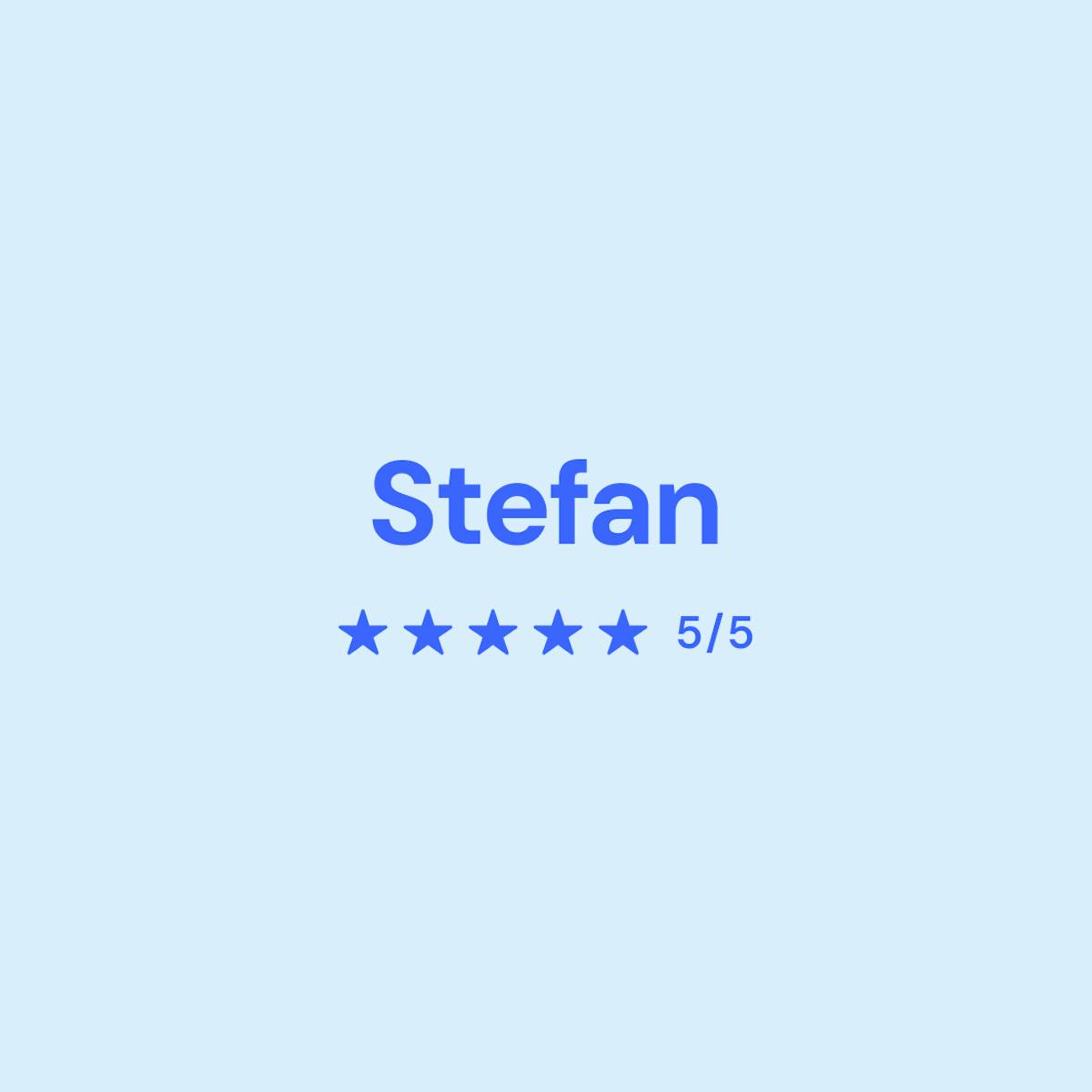 Image of Stefan's score of 5/5