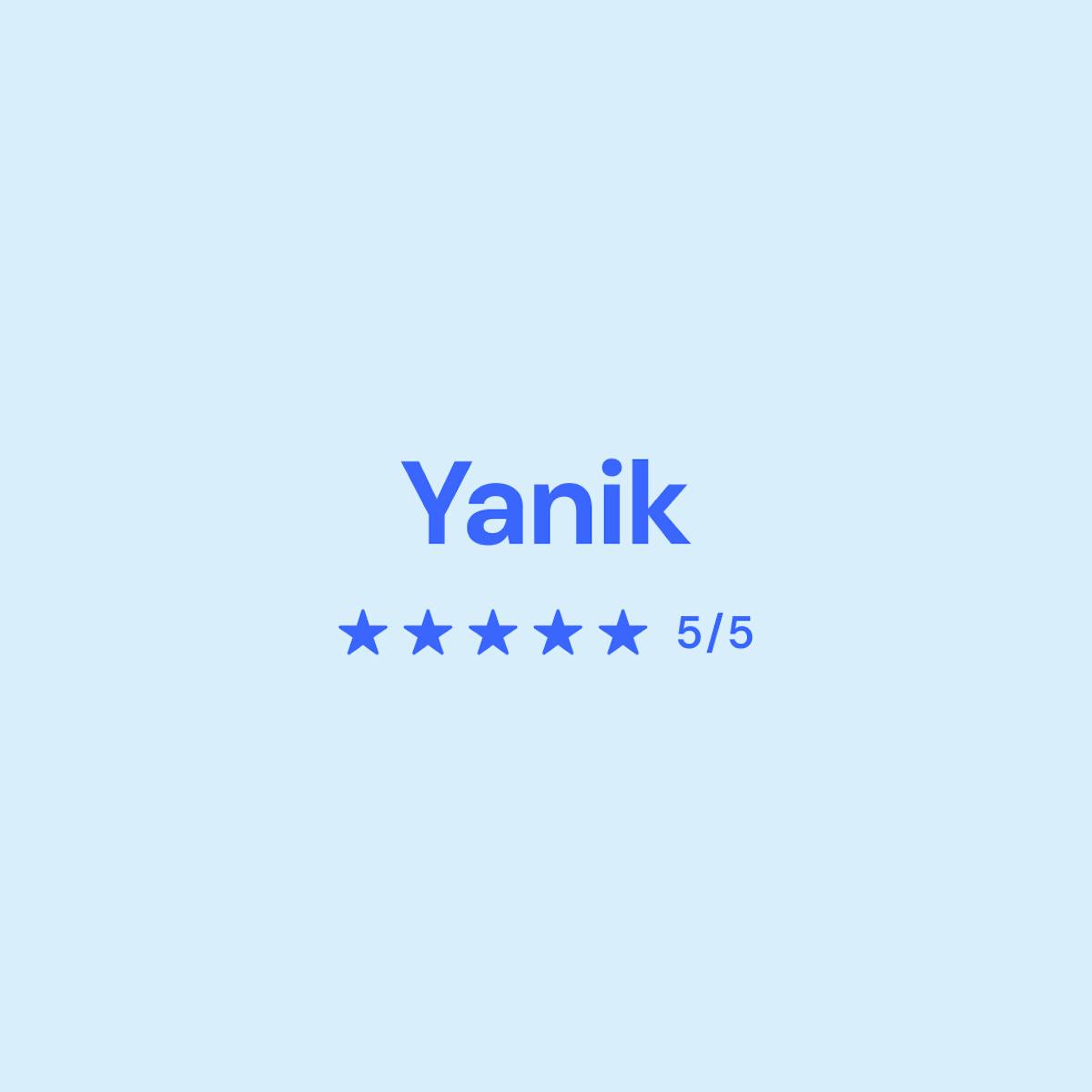 Image of Yanik's score of 5/5