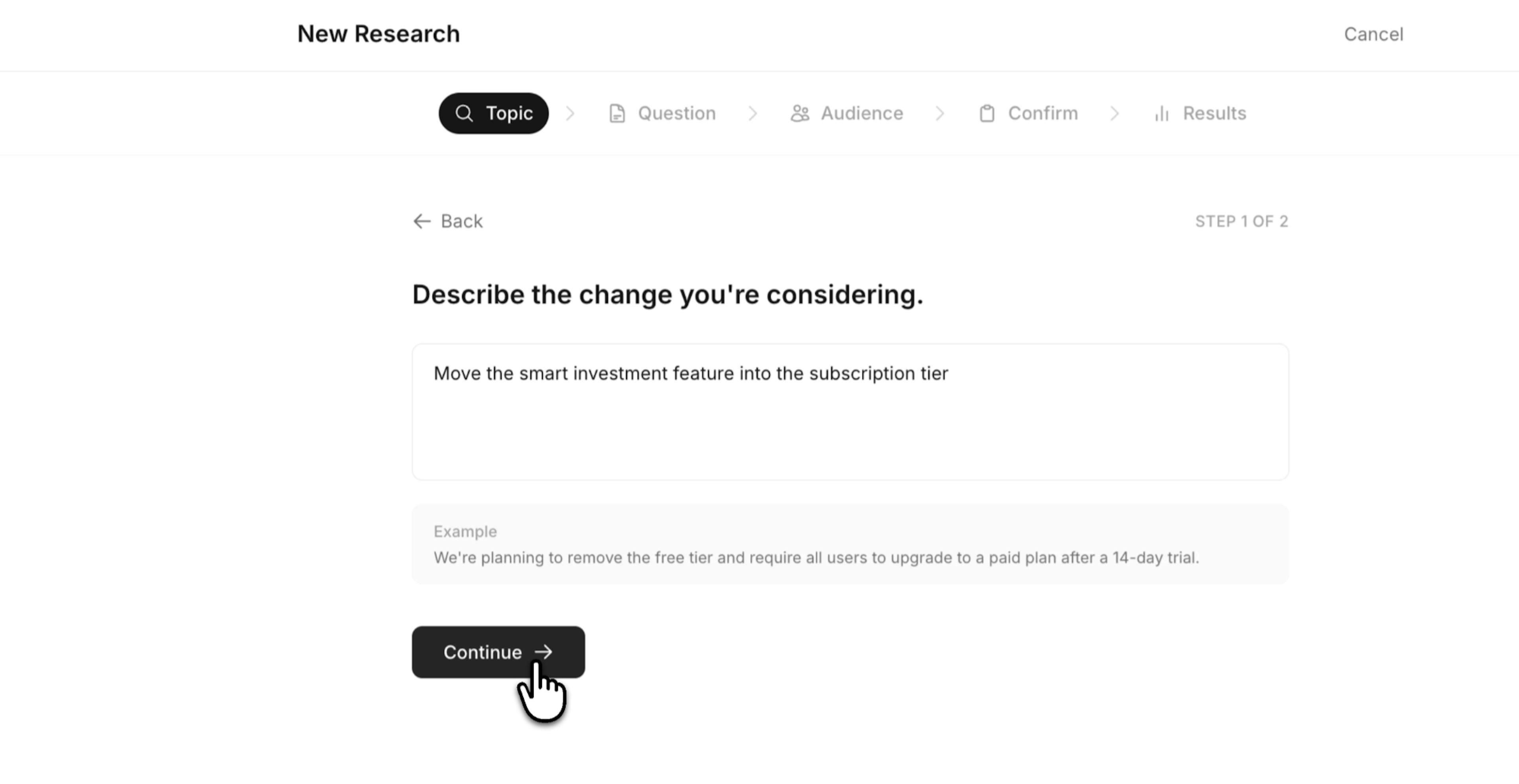 UI mock showing use case selection