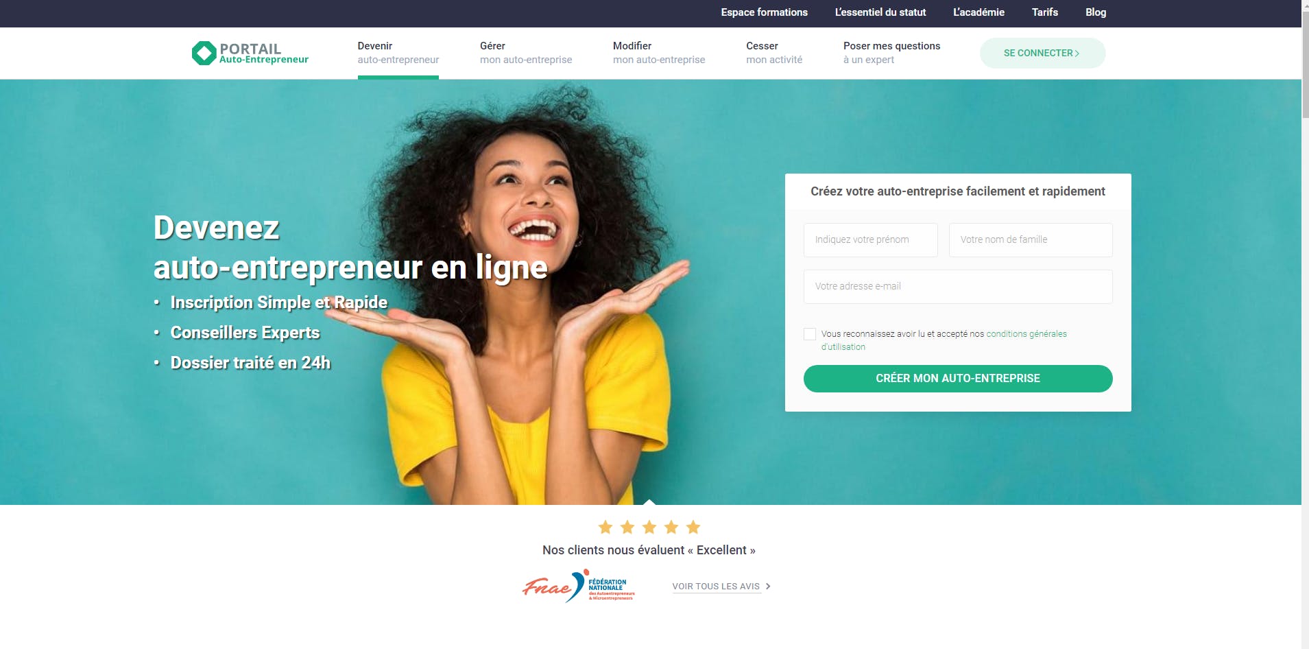 Site internet Portail Auto-Entrepreneur