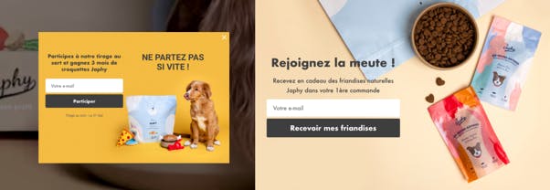 Japhy, campagnes de collecte email onsite avec Wisepops