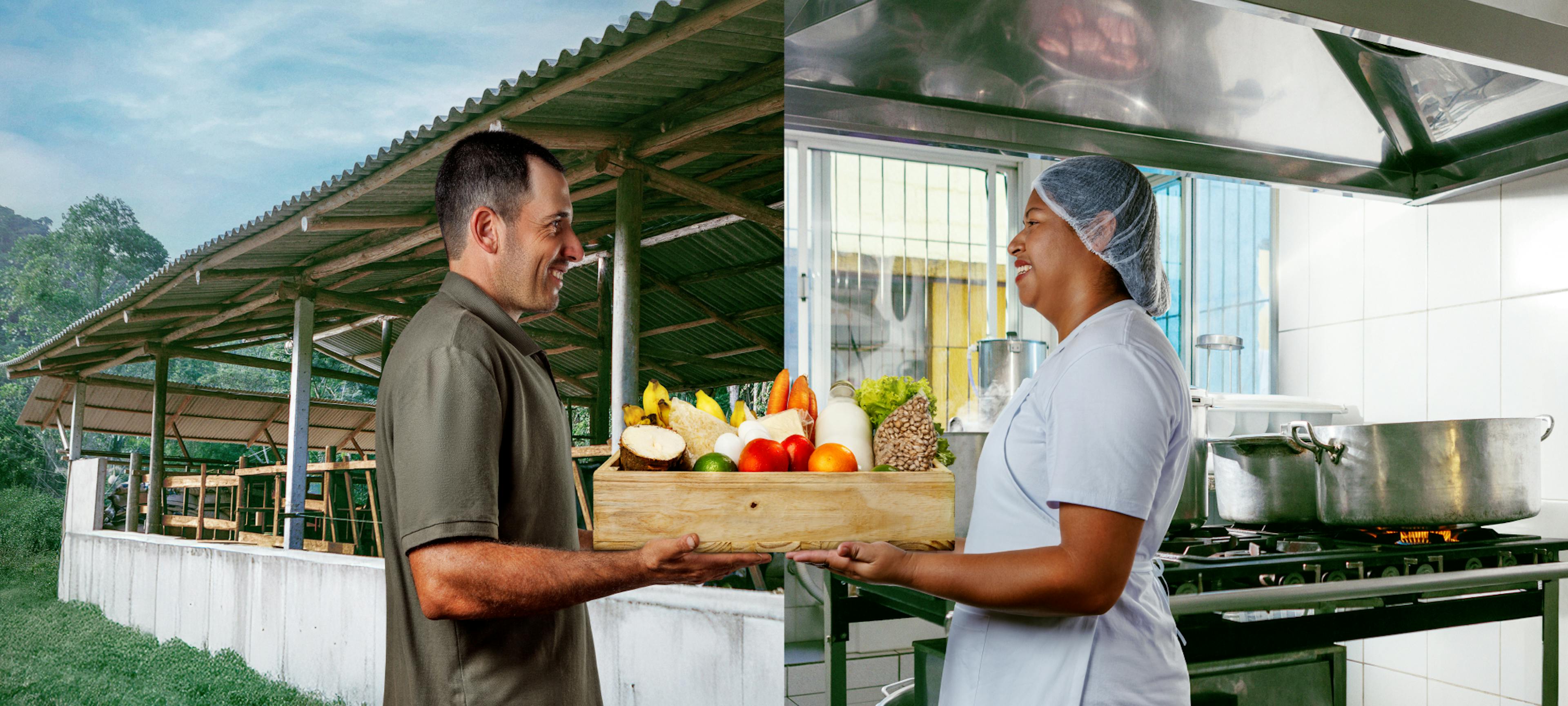 Produtor Rural de Guaçuí - ES entregando produtos para Assistente de Cozinha de Vitória - ES