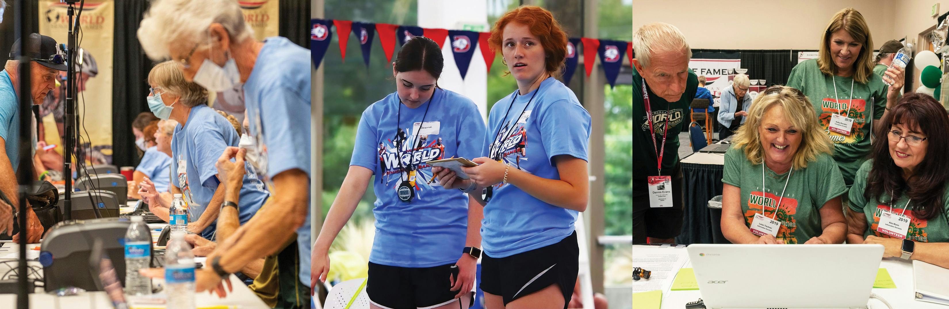 different shots of volunteers