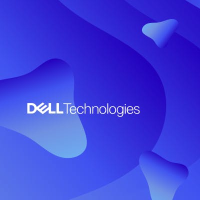 Floating 3 images in blue gradients with DELL Technologies logo