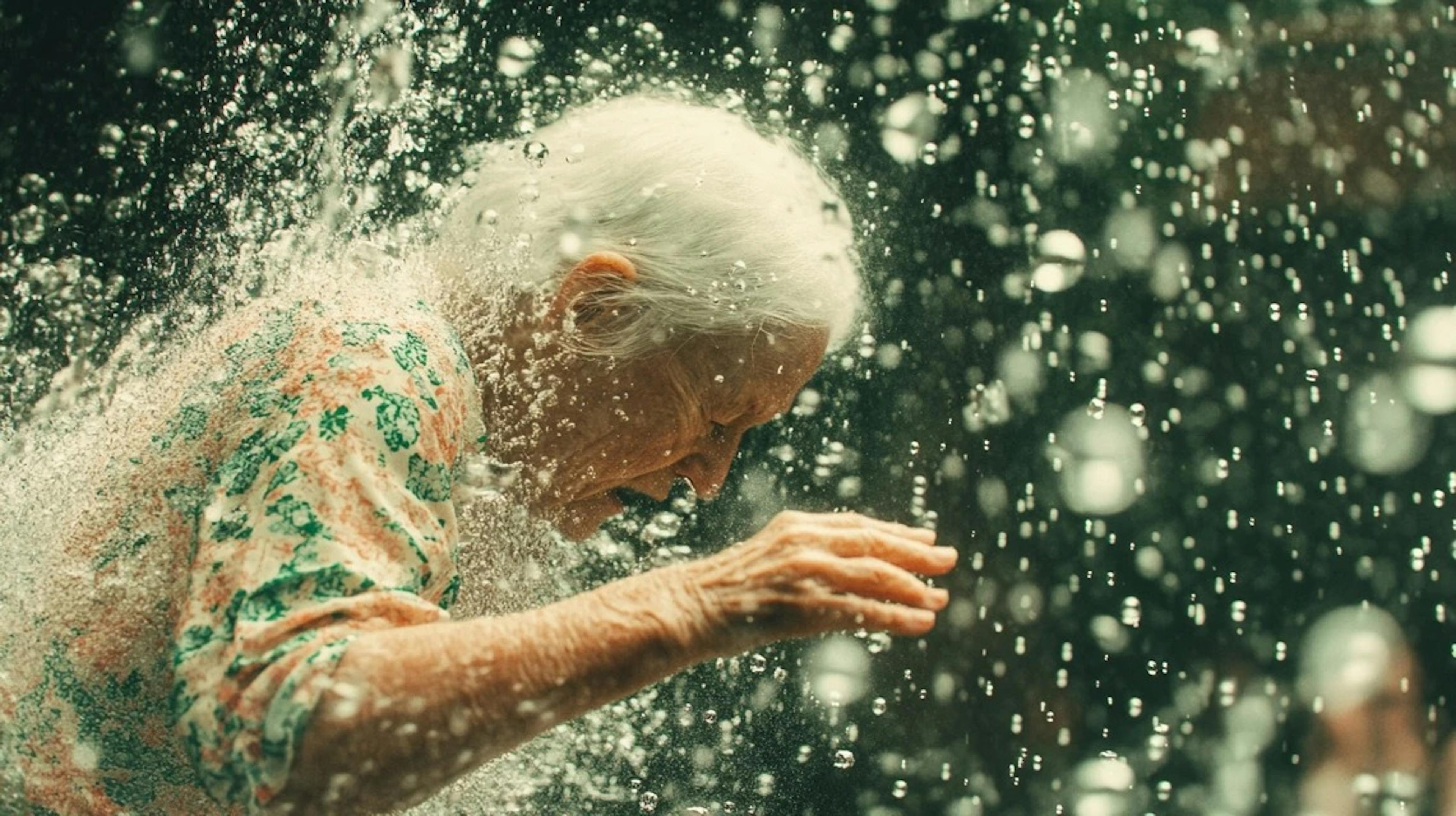 alte frau im regen 