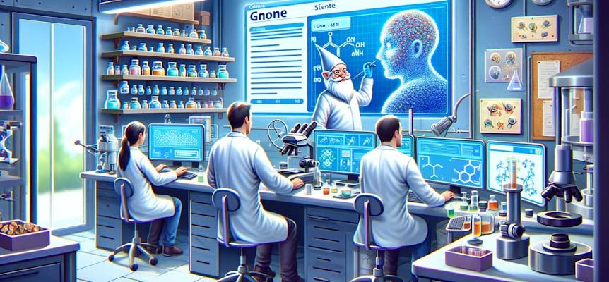Scientists and a literal Gnome evaluating the results of GNoME