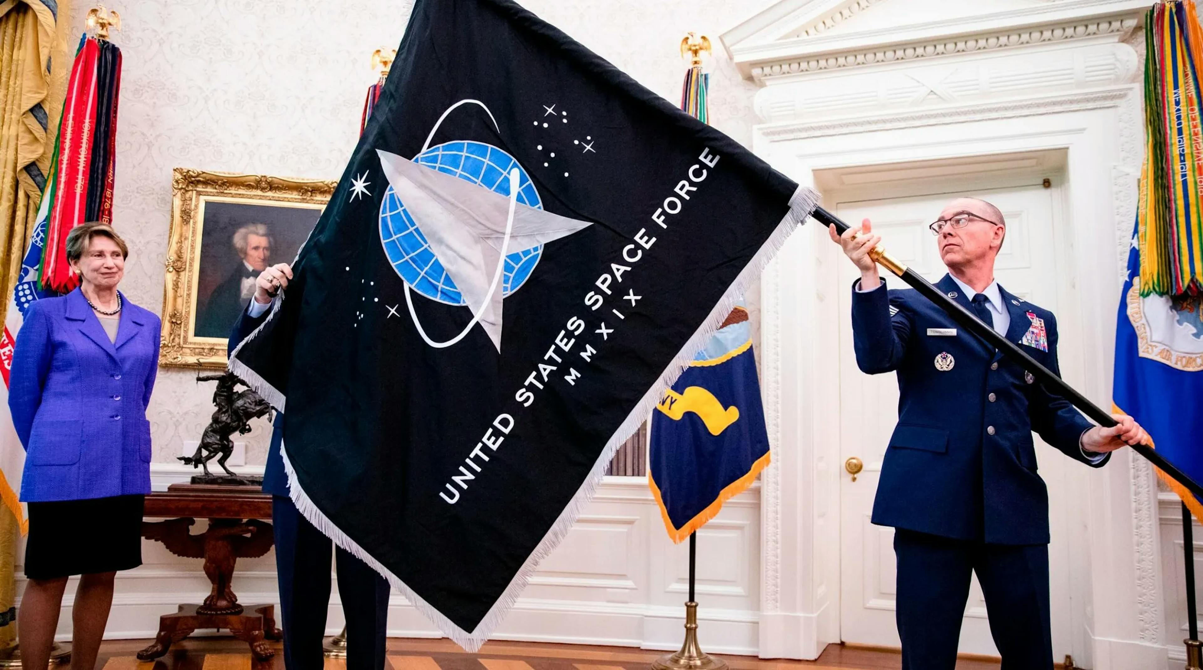 Official Space Force Flag Unfurled at White House