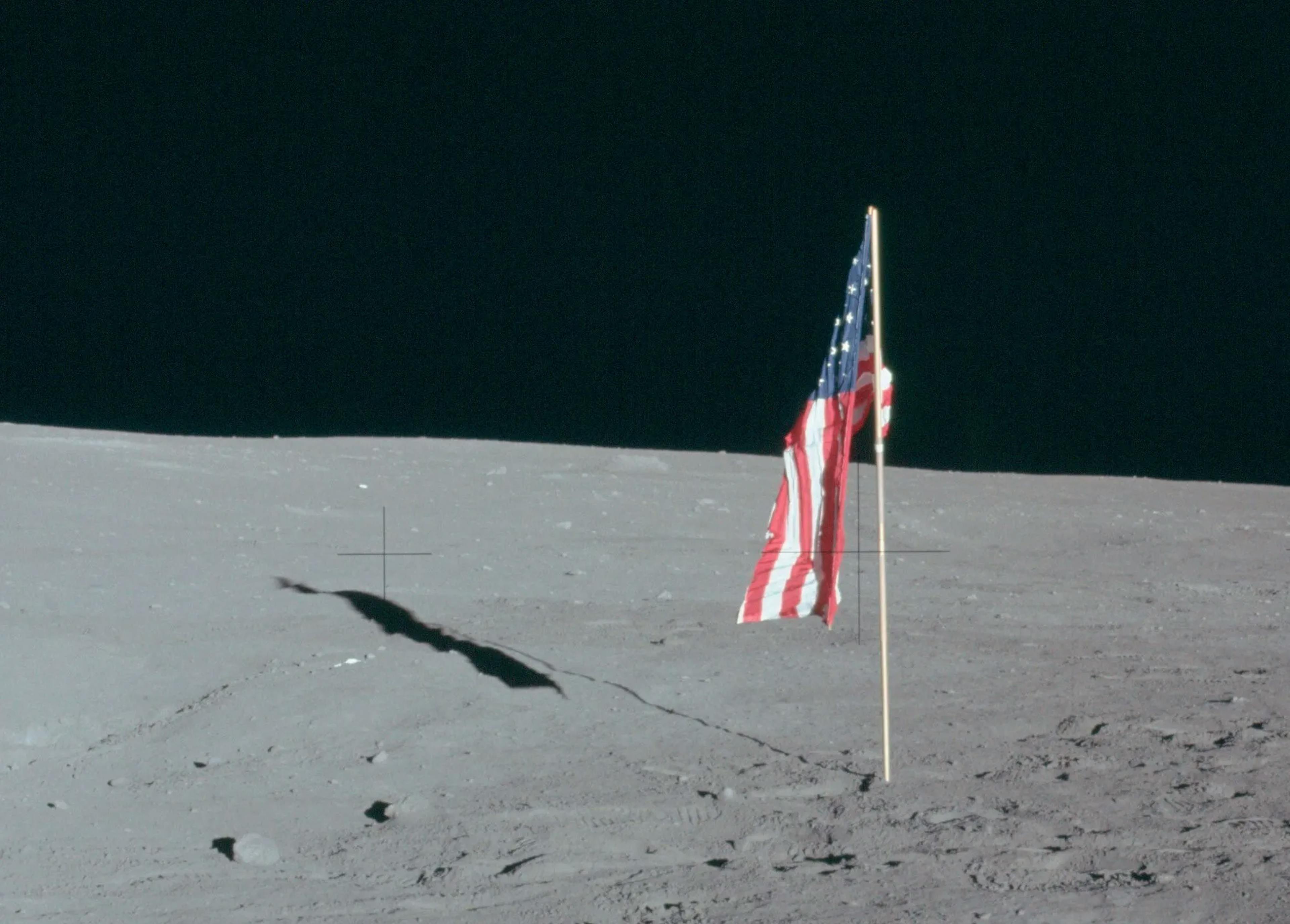 US flag on the moon