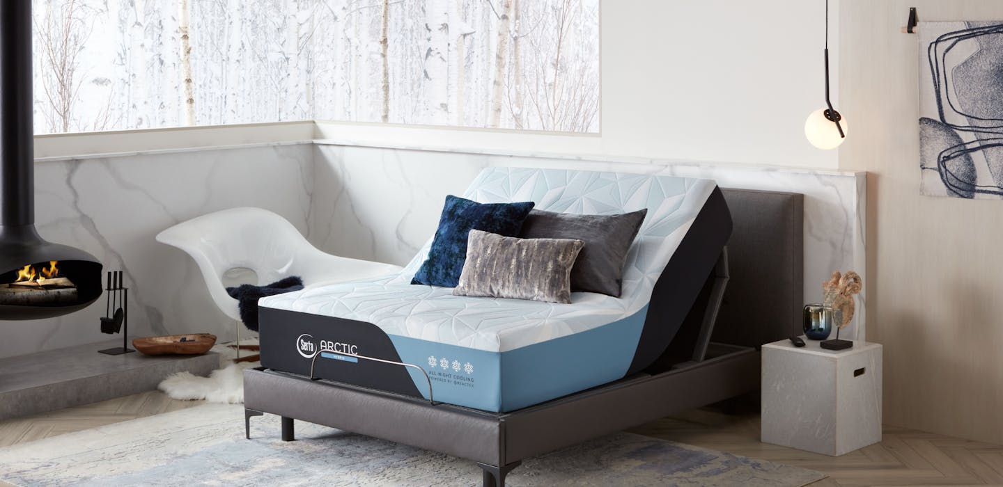 Serta Arctic Mattress sitting on an adjustable bed frame.