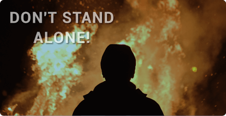 Person with fire in background