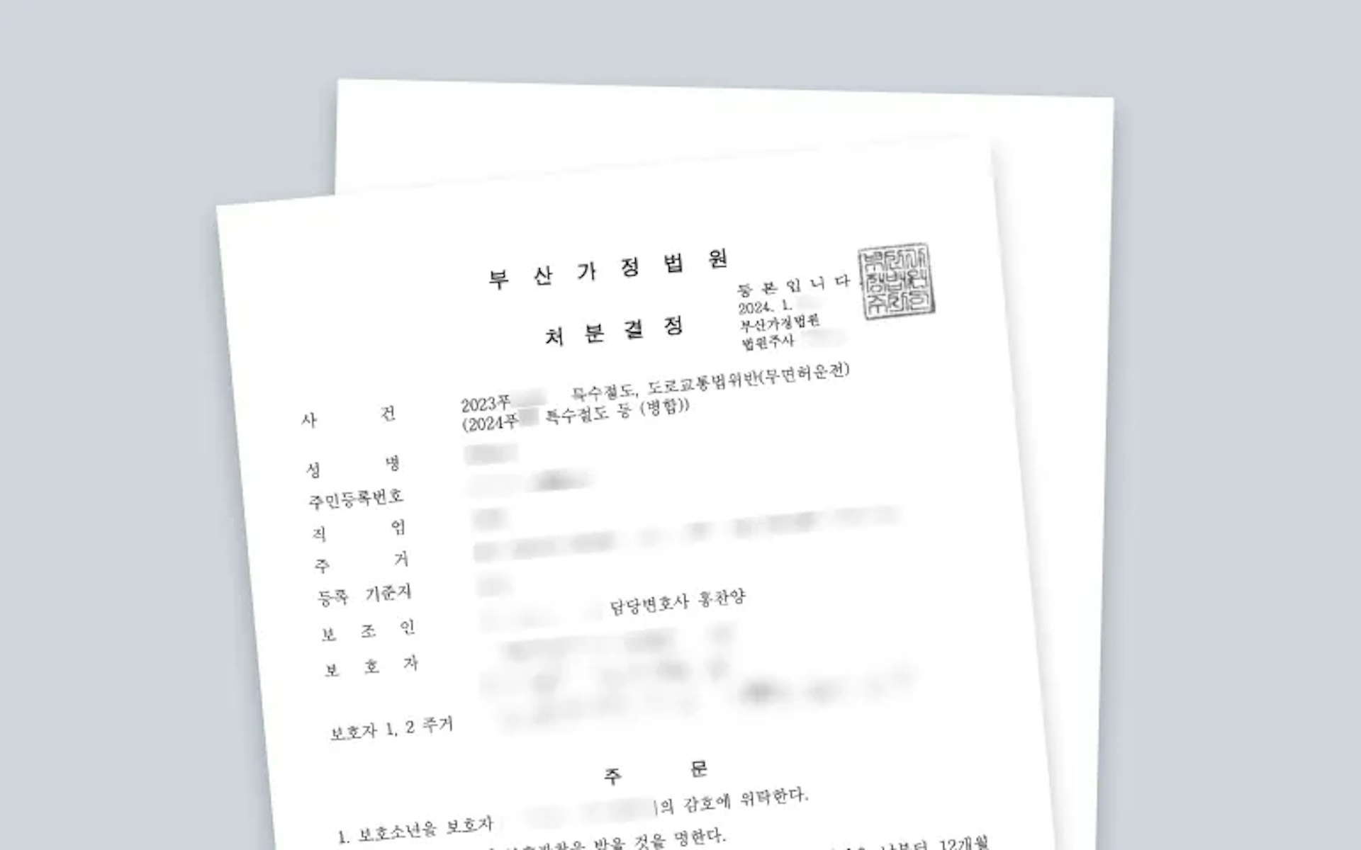 특수절도 1, 4호 보호처분 미리보기