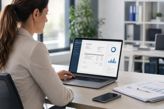 Facturation électronique consultée sur un ordinateur en entreprise