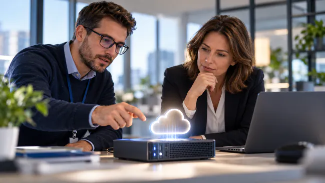 Equipe IT supervisant une infrastructure en infogérance Cloud