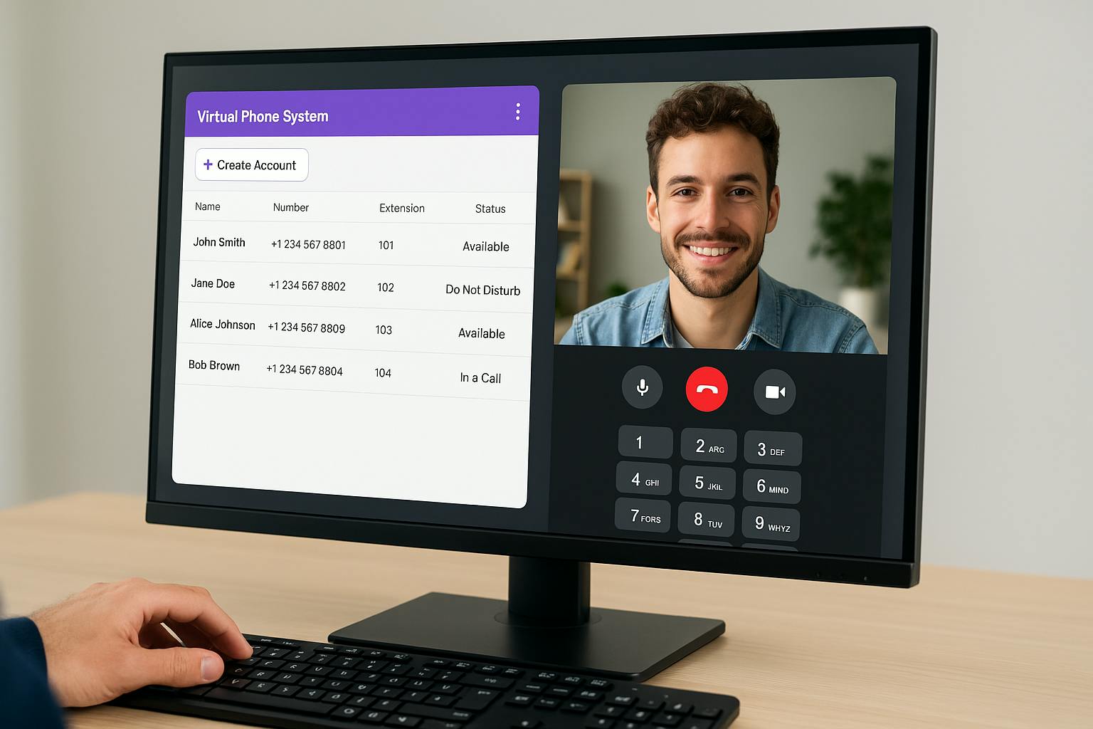 interfaz moderna de centralita virtual integrada en Sophia GO