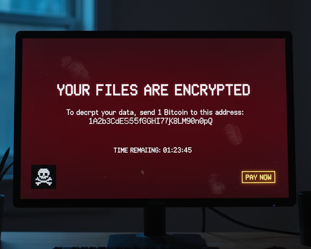 capture d'écran exemple d'une attaque de ransomware