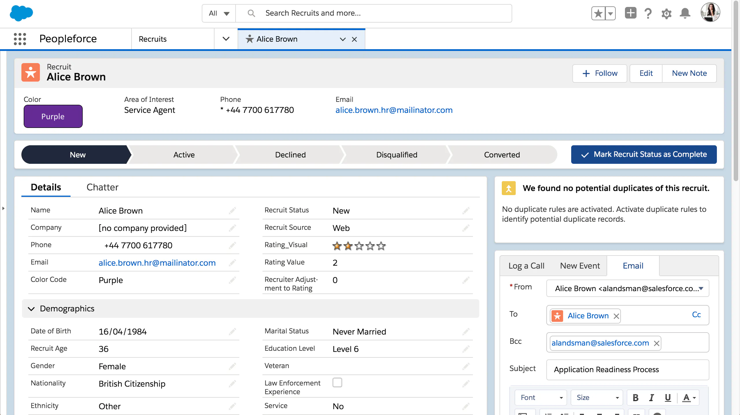 View Recruit Information