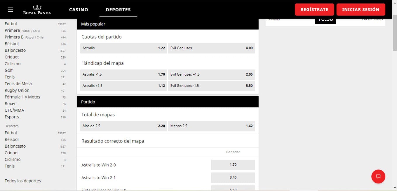 Apuestas en eSports en una casa de apuestas.