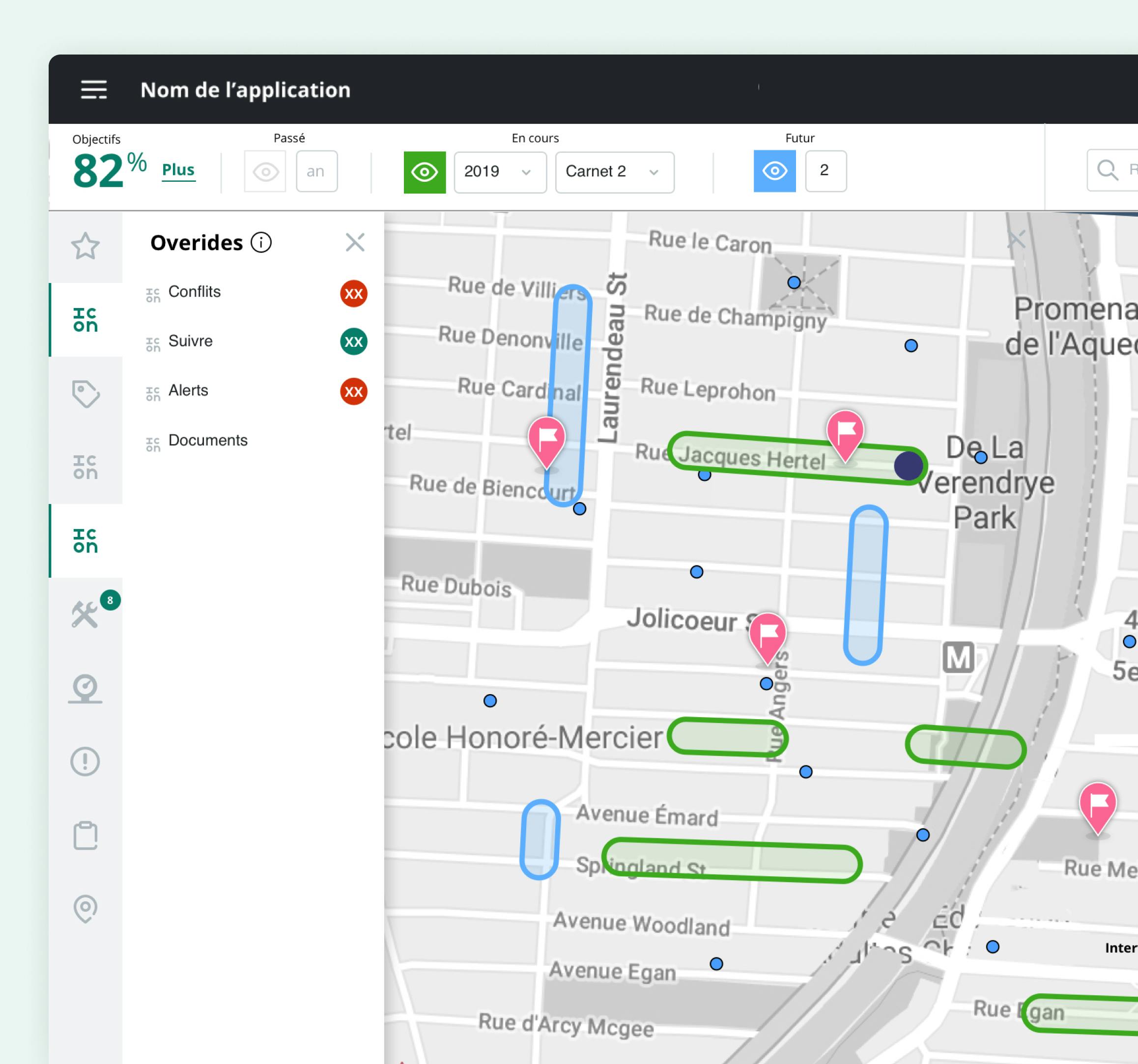 Avant: Première version de l’interface, proposée par le précédent designer sur le projet