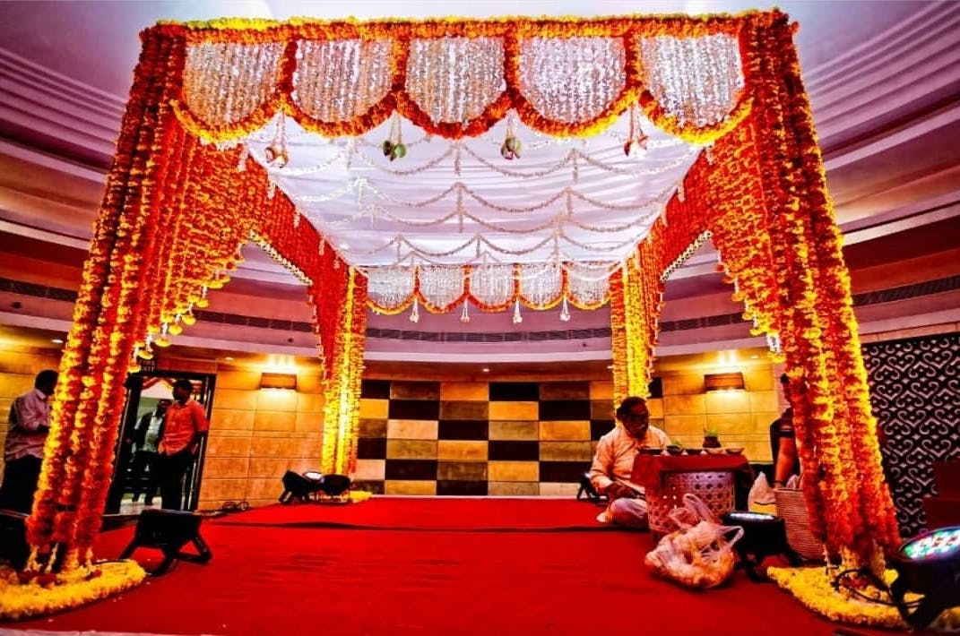 Bengali mandap decoration with marigold