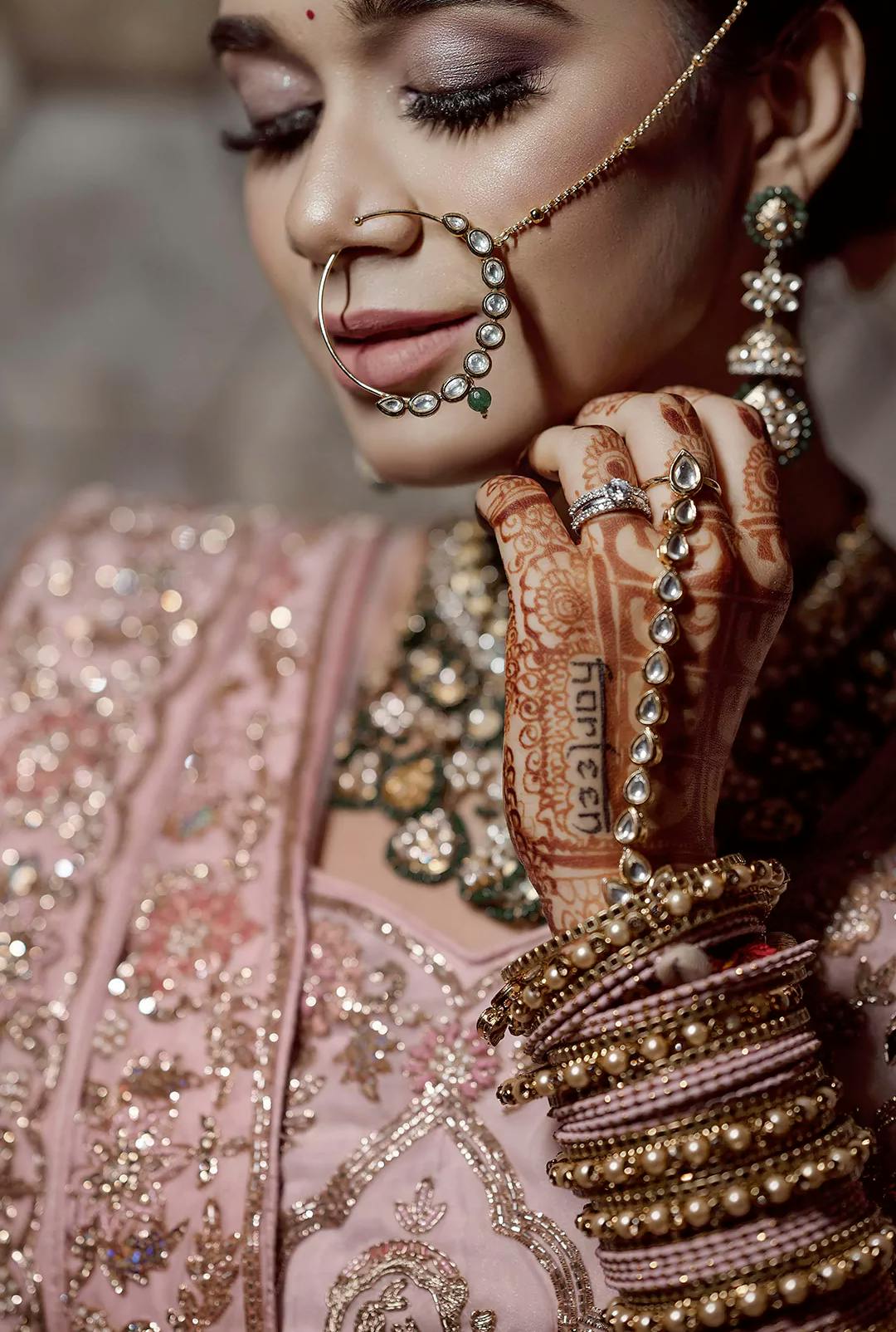 bride showing her jewelry