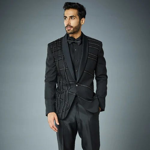 All-black Three-piece Engagement Dresses For Groom