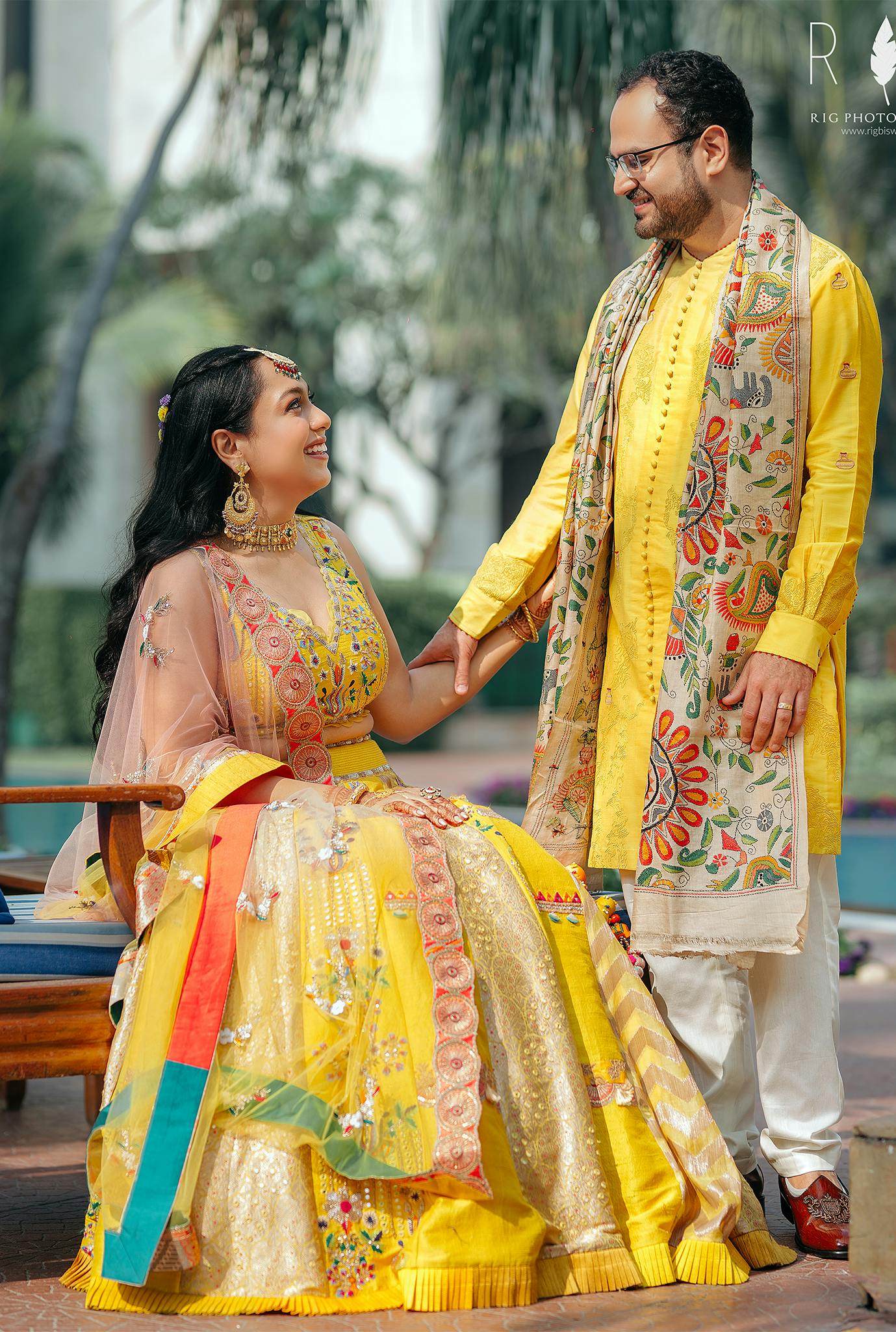 yellow lehenga and kurta combination - Pre wedding dress ideas 