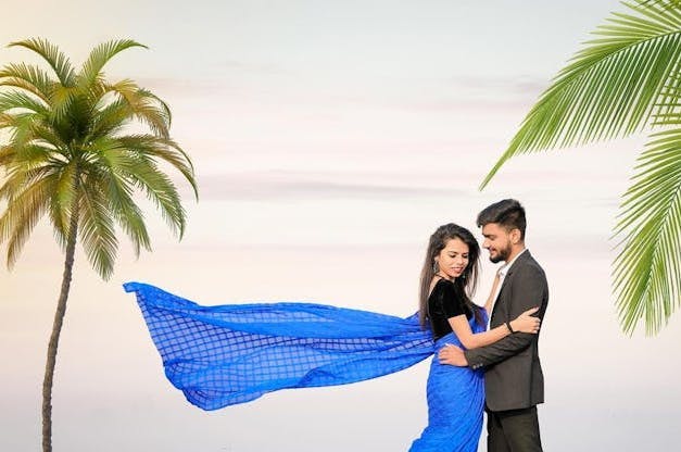 Blue Saree for pre wedding