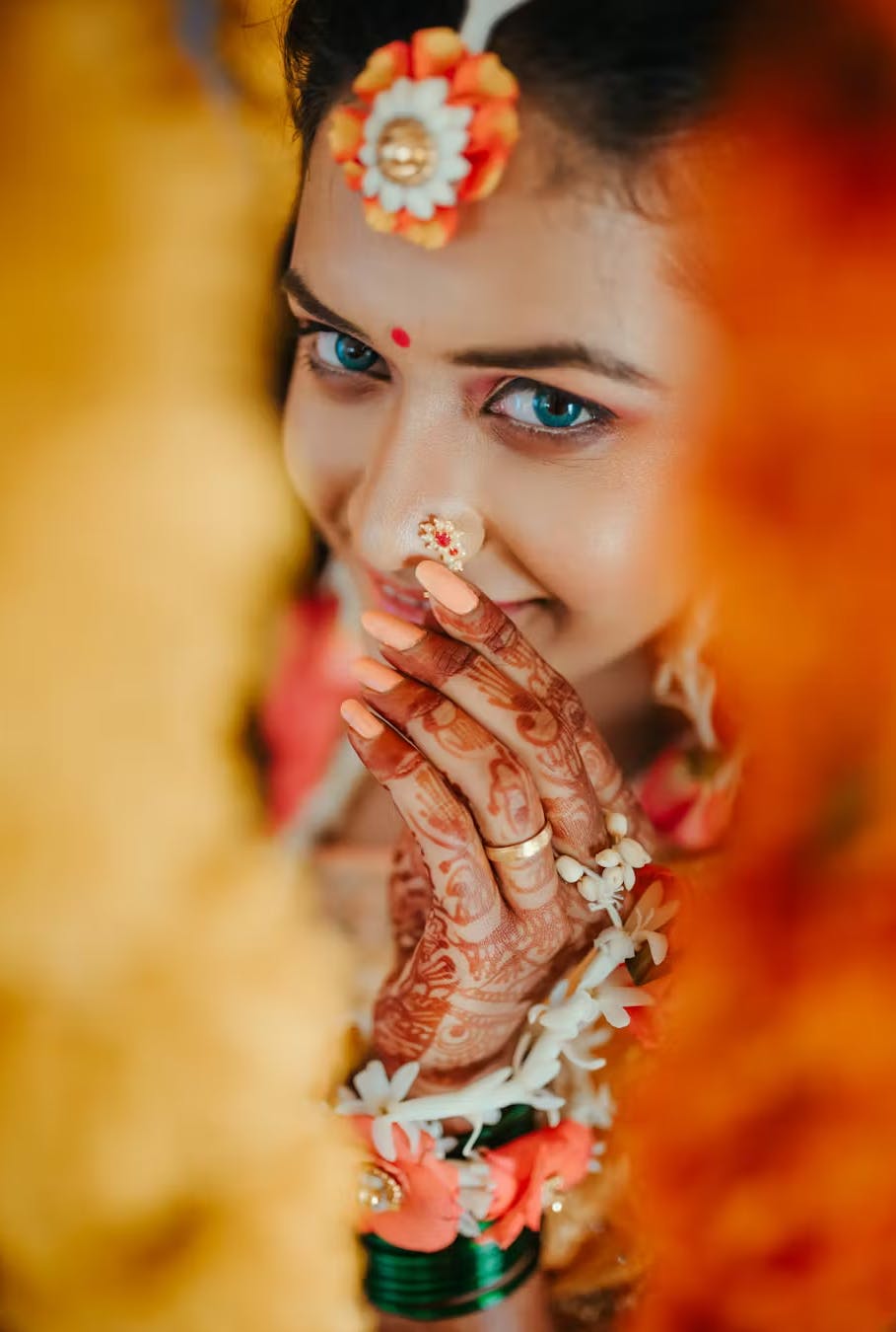 Creative photography of bride's haldi