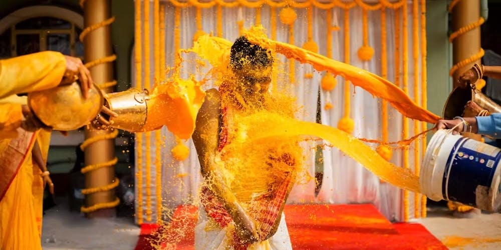 Trendy Haldi Poses For Groom