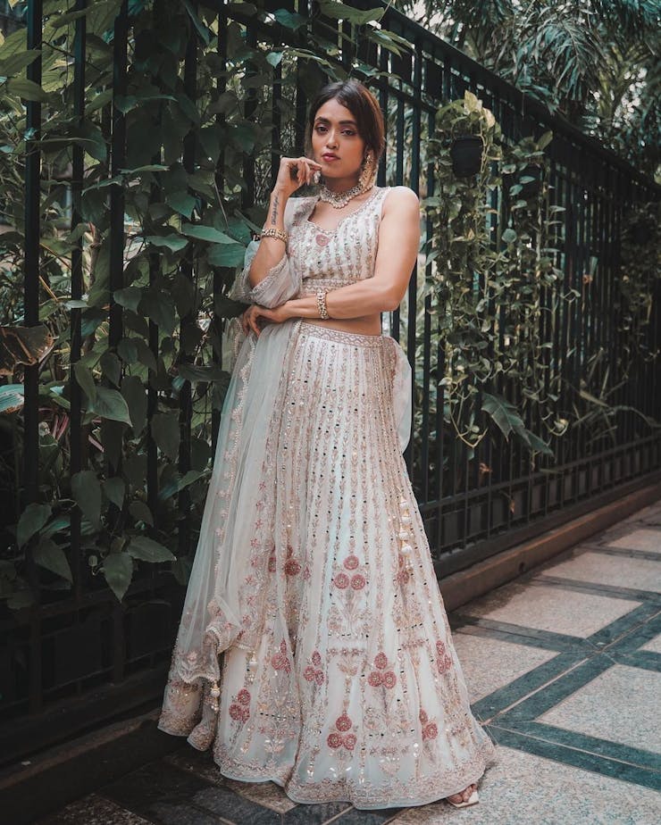 White lehenga