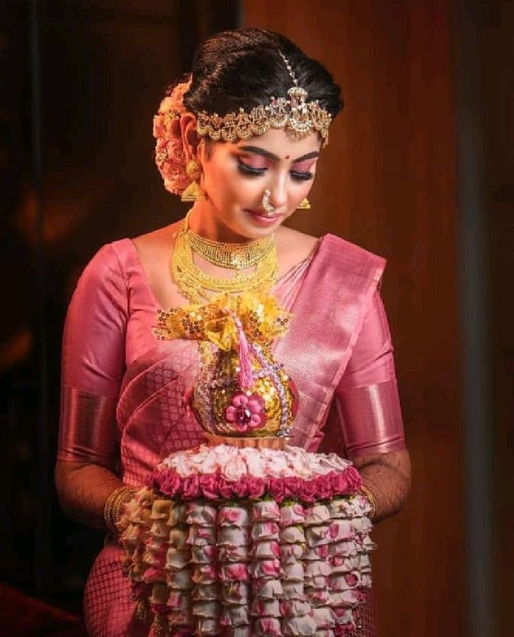 Pink South Indian bride