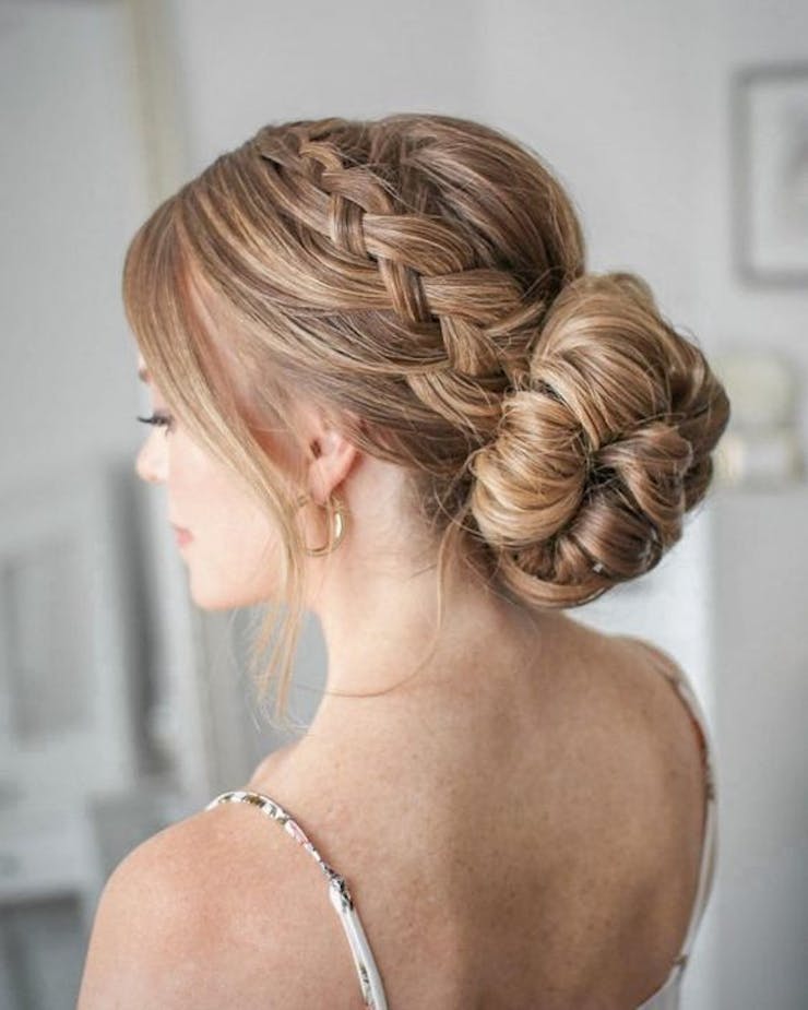 Waterfall bun hairstyle