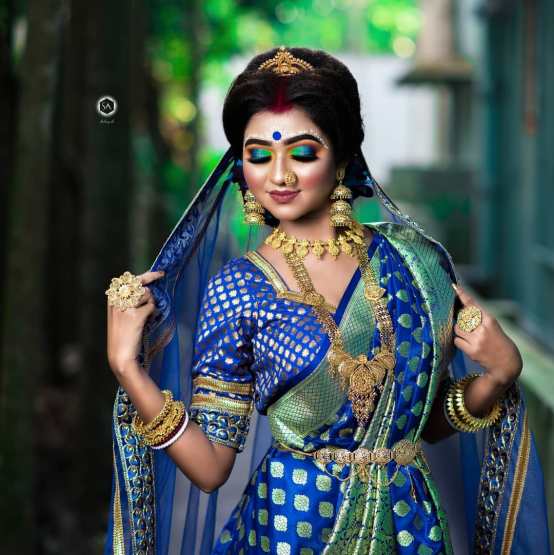 Mosque Blue Woven Banarasi Soft Silk Saree – MySilkLove