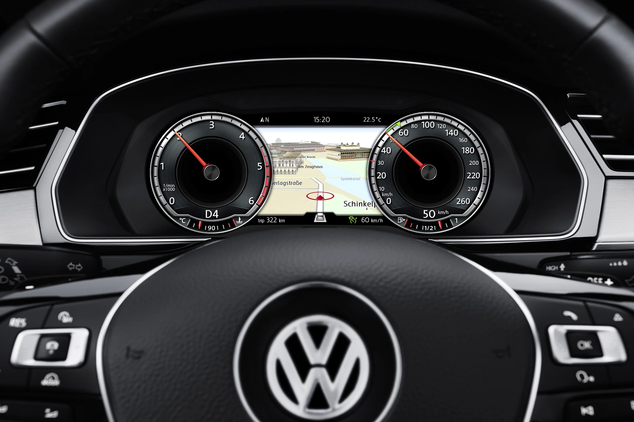 VW Passat B8 Innenansicht Detail Kombiinstrument statisch schwarz