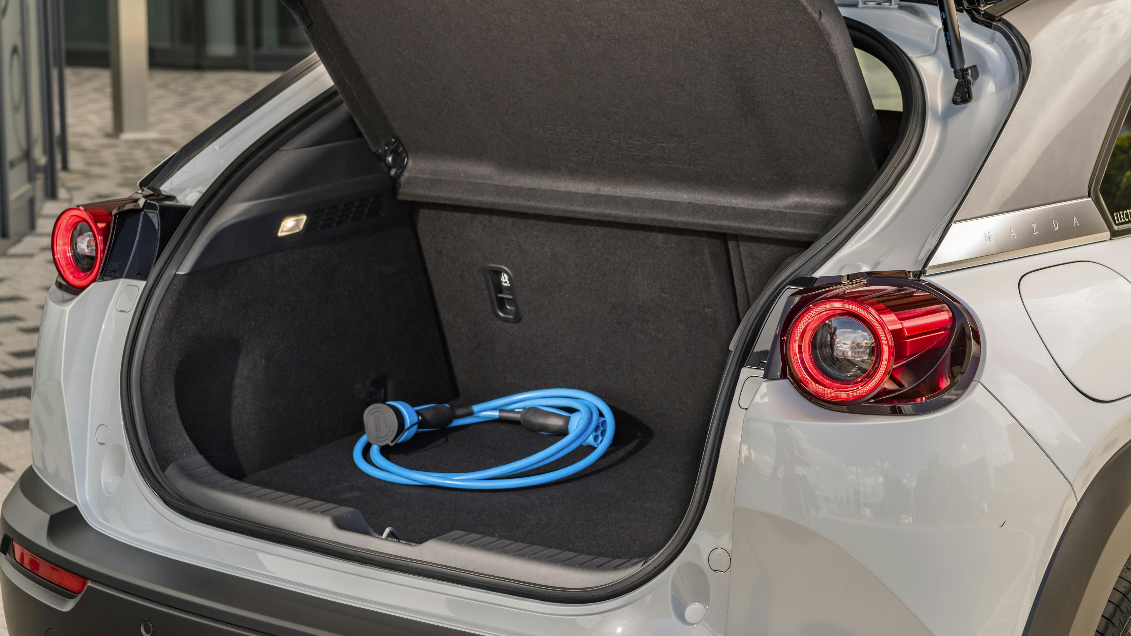 More open trunk with blue cargo cab