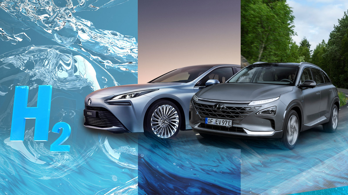 Hyundai Nexo und Toyota Mirai als Bildmontage