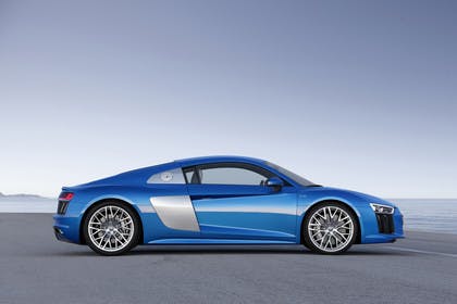 Audi R8 Coupe Aussenansicht Seite statisch blau