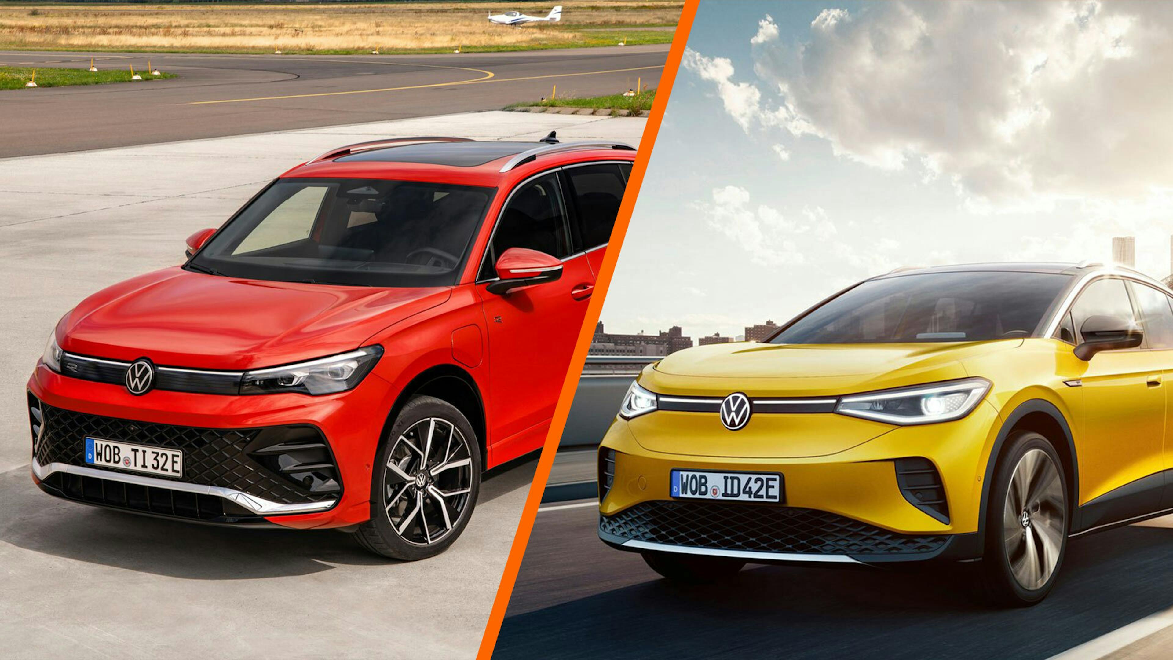 VW Tiguan und VW ID.4 als Bildmontage