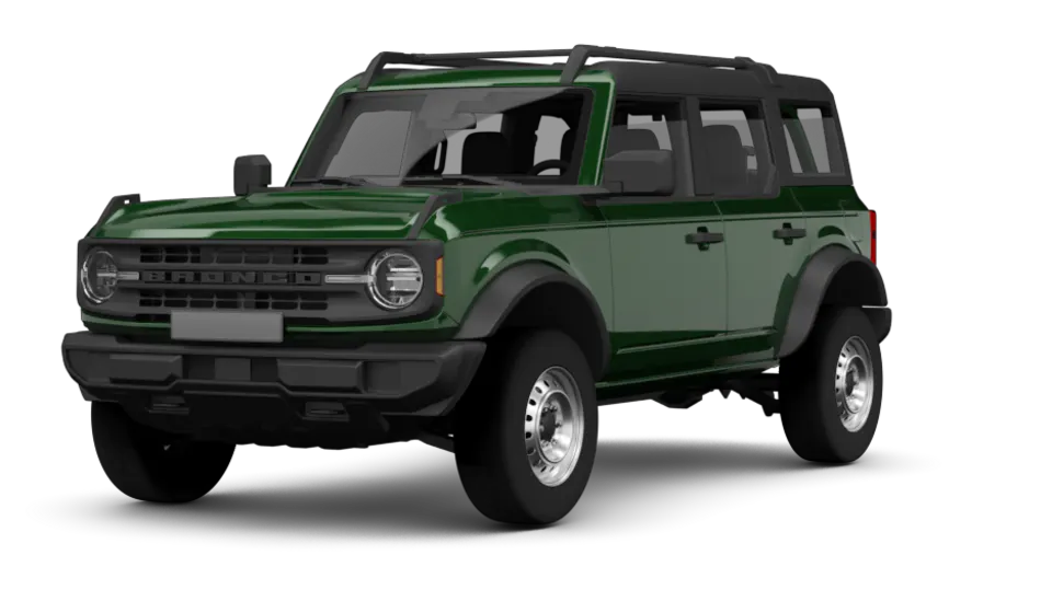 Freisteller eines Ford Bronco in Eruption Green Metallic - Ansicht Schräg vorne