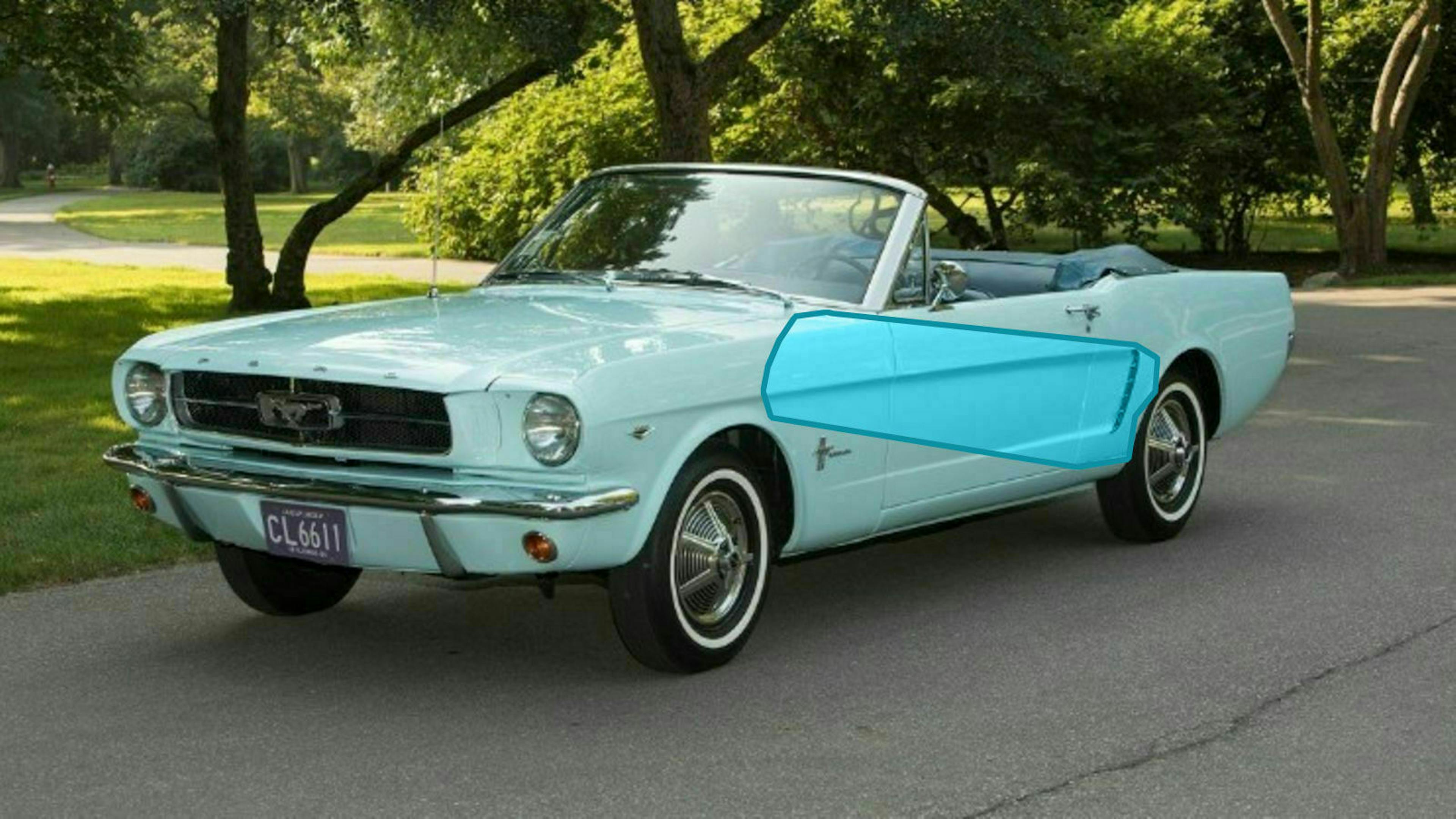 Der Ford Mustang Cabrio V8 in seitlicher Frontansicht