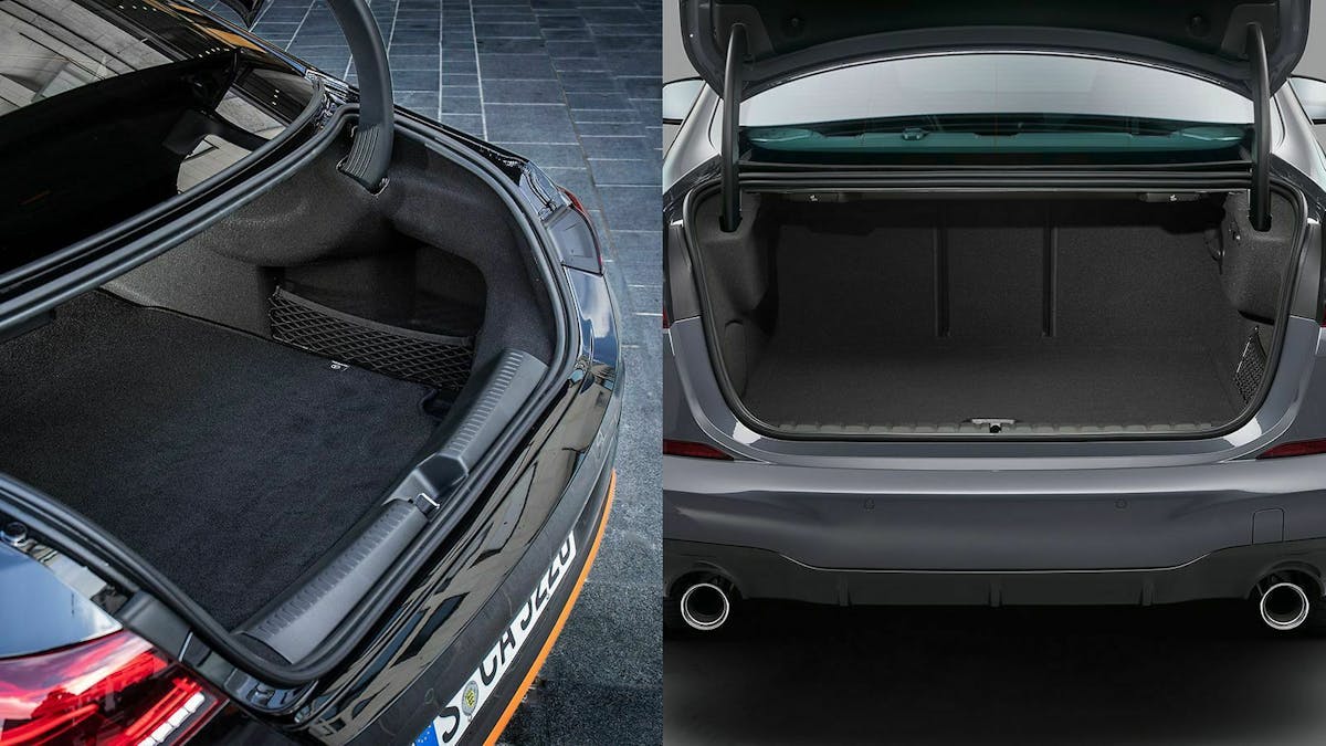 Der Mercedes CLA verfügt über ein Kofferraumvolumen von 460 Litern. Das BMW 2er Gran Coupé F44 über 430 Liter